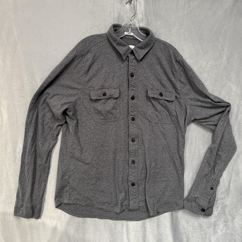Abercrombie & Fitch Muscle Fit Shirt‎ Mens XXL Gray Heathered Jersey Button Down